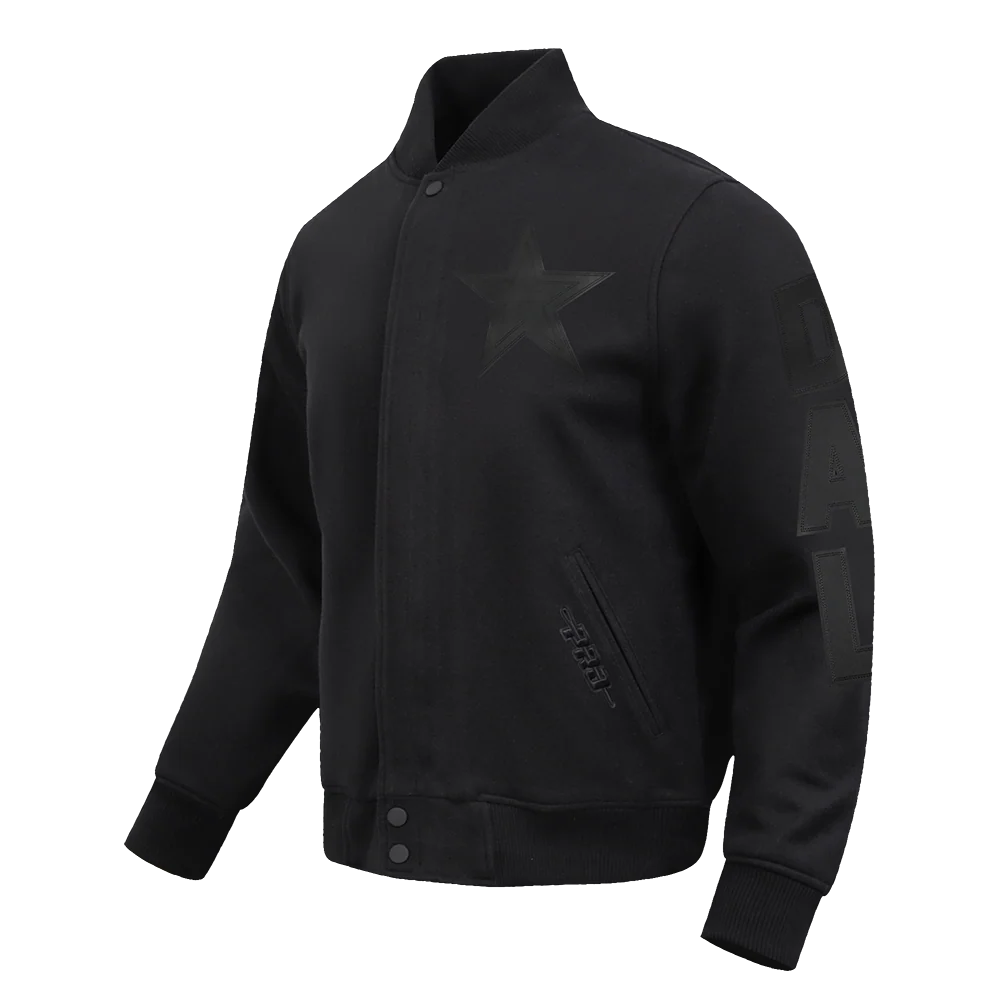 NFL DALLAS COWBOYS WASHED VANGUARD MEN'S ALL WOOL VARSITY JACKET (BLACK) - Image 12