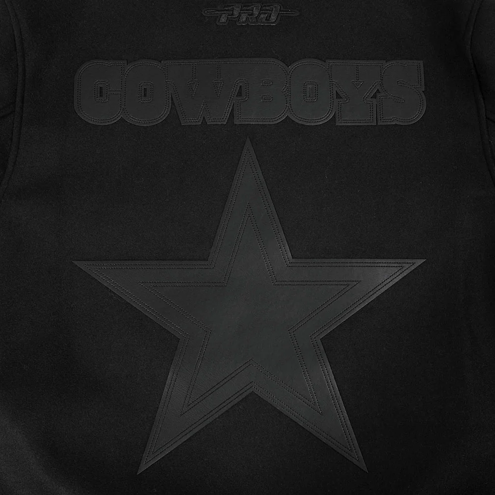 NFL DALLAS COWBOYS WASHED VANGUARD MEN'S ALL WOOL VARSITY JACKET (BLACK) - Image 14