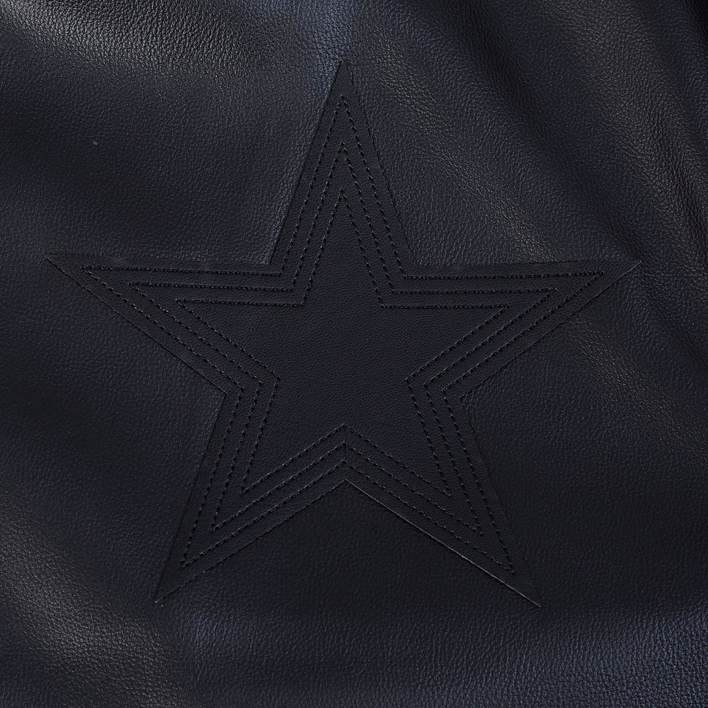 NFL DALLAS COWBOYS WASHED VANGUARD MEN'S LEATHER VARSITY JACKET (JET BLACK) - Image 7