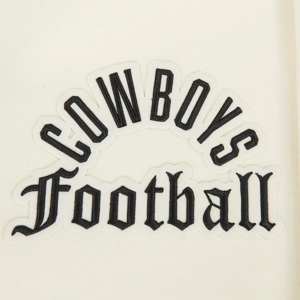 NFL DALLAS COWBOYS MODERN ORIGINALS MEN'S RIB WOOL VARSITY JACKET (EGGSHELL/DODGER BLUE) - Image 9