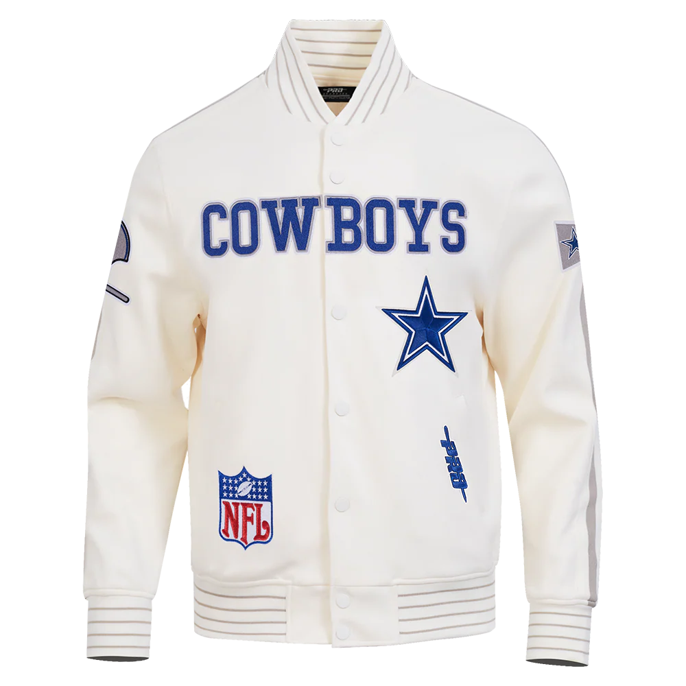 NFL DALLAS COWBOYS PRO GAME DAY MEN'S RETRO JACKET (EGGSHELL/TAUPE/EGGSHELL) - Image 3