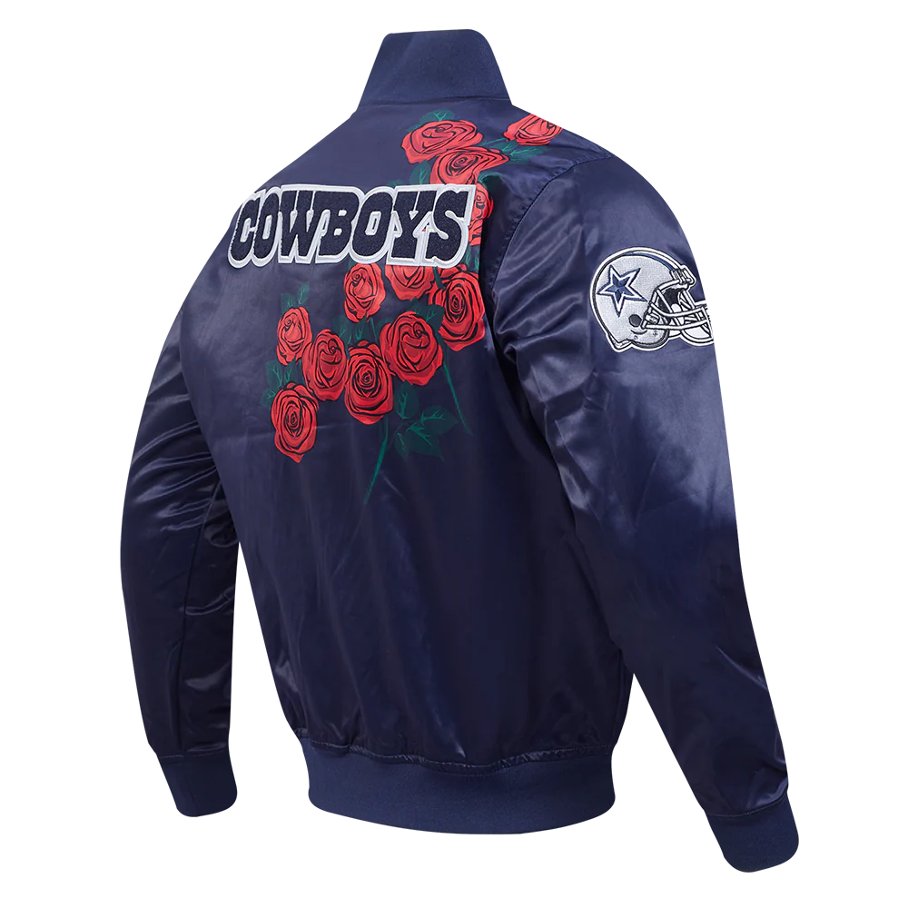 NFL DALLAS COWBOYS ROSE MEN'S SATIN JACKET (SILVER) - Image 4