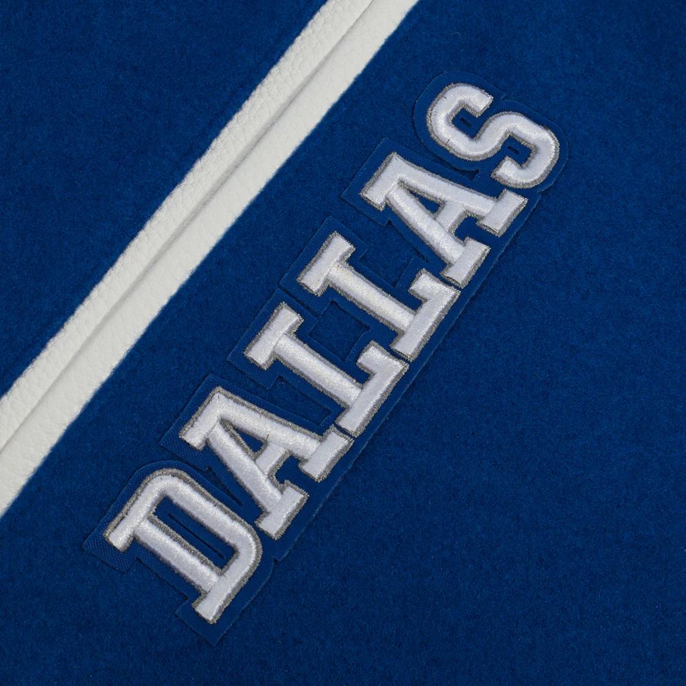 NFL DALLAS COWBOYS RETRO CLASSIC MEN'S RIB WOOL VARSITY JACKET (DODGER BLUE/WHITE) - Image 7