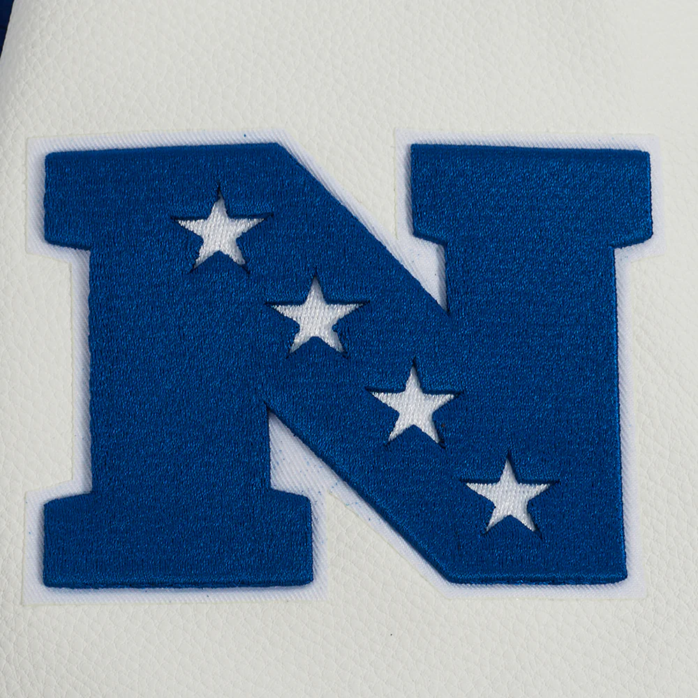 NFL DALLAS COWBOYS RETRO CLASSIC MEN'S RIB WOOL VARSITY JACKET (DODGER BLUE/WHITE) - Image 8