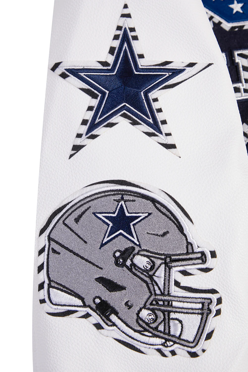 NFL DALLAS COWBOYS ANIMAL PRINT MEN'S WOOL VARSITY JACKET (MIDNIGHT NAVY/WHITE) - Image 8