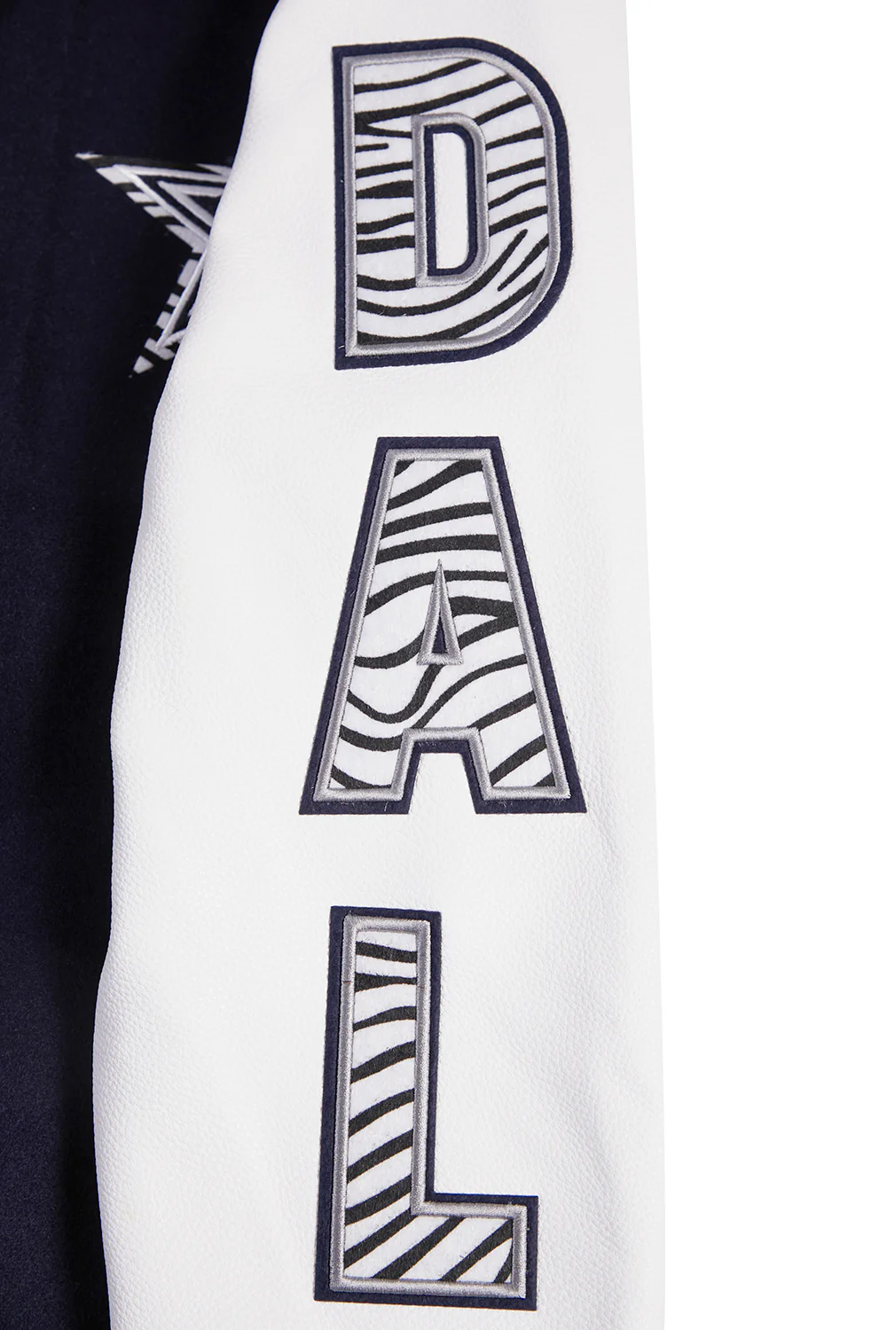 NFL DALLAS COWBOYS ANIMAL PRINT MEN'S WOOL VARSITY JACKET (MIDNIGHT NAVY/WHITE) - Image 9