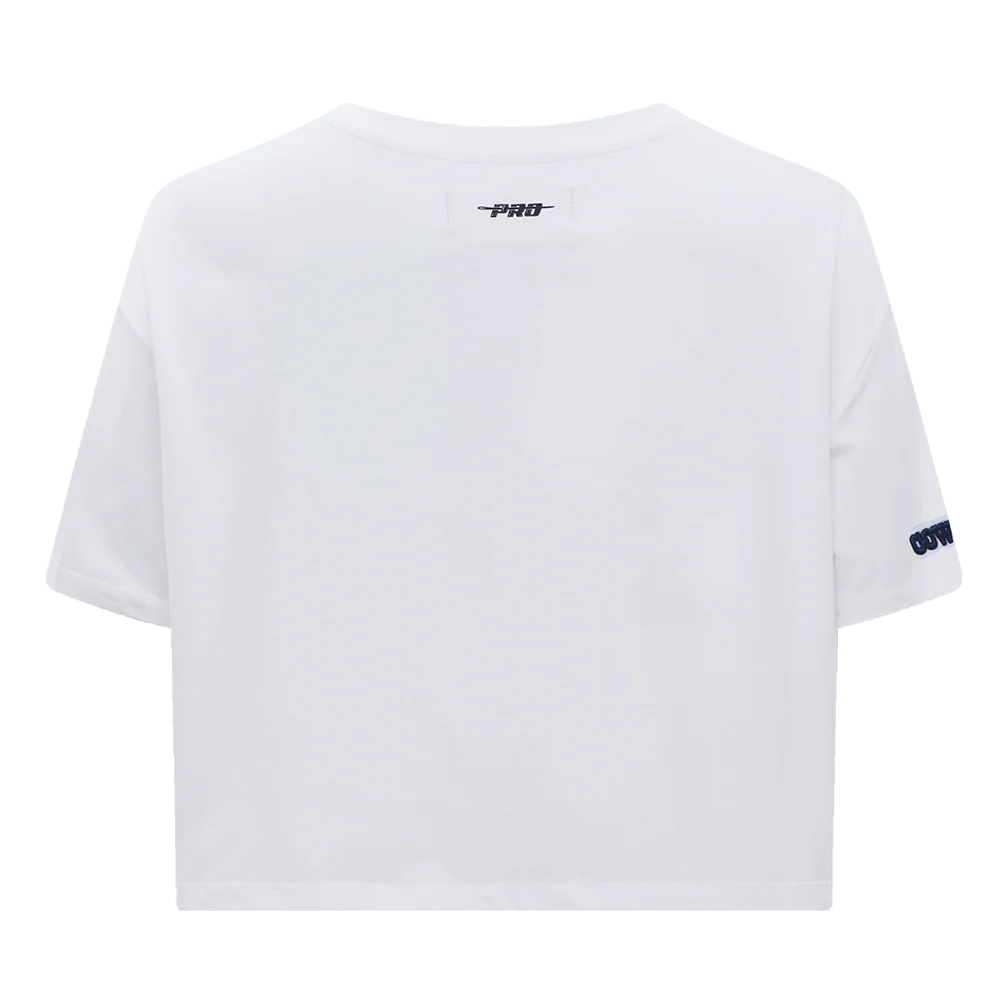 NFL DALLAS COWBOYS SCRIPT TAIL WOMEN'S SINGLE JERSEY BOXY TEE (WHITE) - Image 3