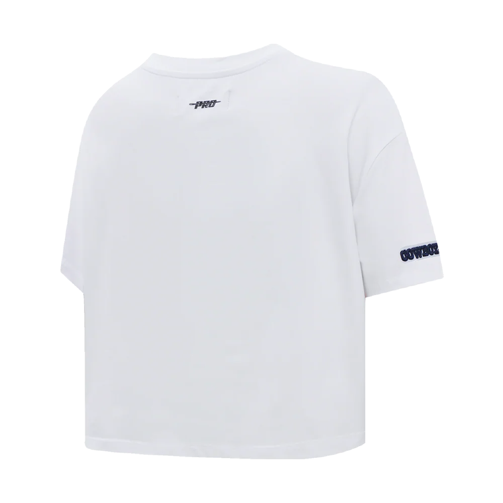 NFL DALLAS COWBOYS SCRIPT TAIL WOMEN'S SINGLE JERSEY BOXY TEE (WHITE) - Image 4