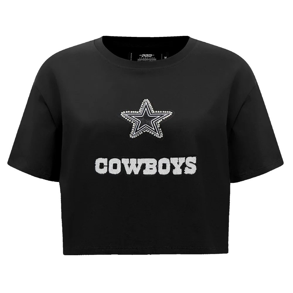 NFL DALLAS COWBOYS PEARLS WOMEN'S SINGLE JERSEY BOXY TEE (BLACK)