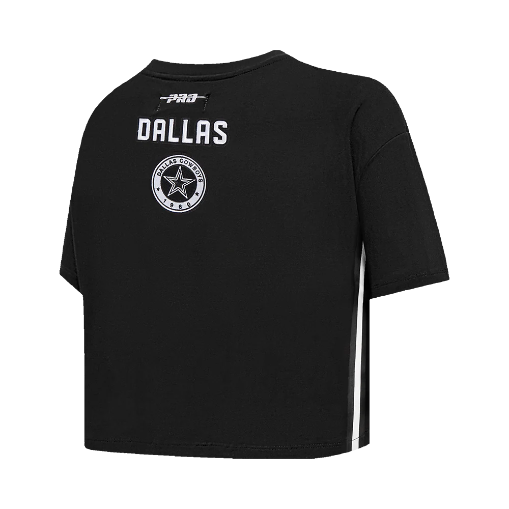 NFL DALLAS COWBOYS PEARLS WOMEN'S SINGLE JERSEY BOXY TEE (BLACK) - Image 4