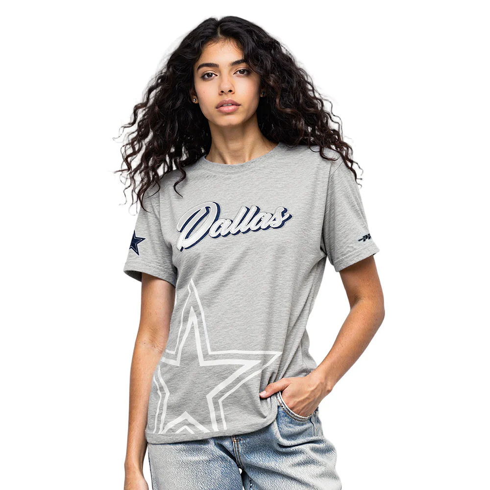 NFL DALLAS COWBOYS SHEER INFLUENCE WOMEN'S BOYFRIEND TEE (HEATHER GREY)