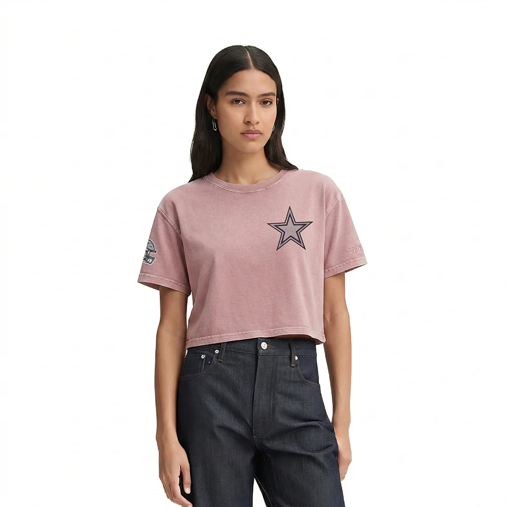 NFL DALLAS COWBOYS WASHED JEWELS WOMEN'S S/S BOXY TEE (WASHED MAUVE)