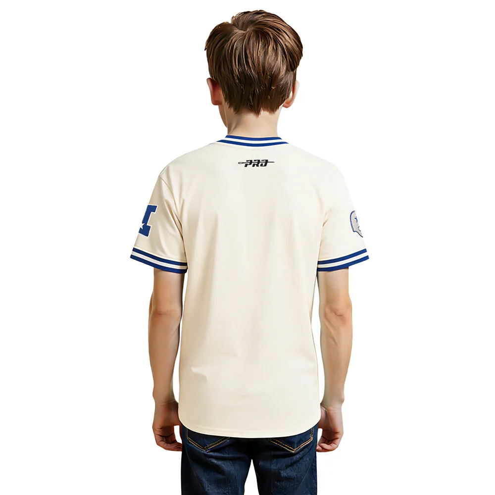 NFL DALLAS COWBOYS RETRO CLASSIC BIG BOY'S SS STRIPED RIB TEE (EGGSHELL/DODGER BLUE) - Image 2
