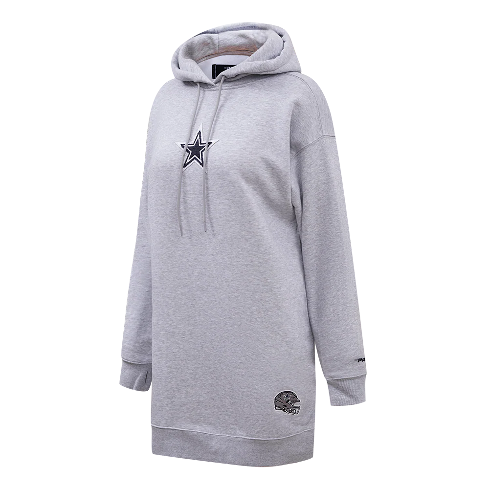 NFL DALLAS COWBOYS CLASSIC WOMEN'S FLC HOODIE DRESS (HEATHER GREY) - Image 2