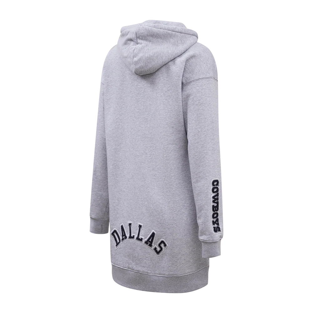 NFL DALLAS COWBOYS CLASSIC WOMEN'S FLC HOODIE DRESS (HEATHER GREY) - Image 4