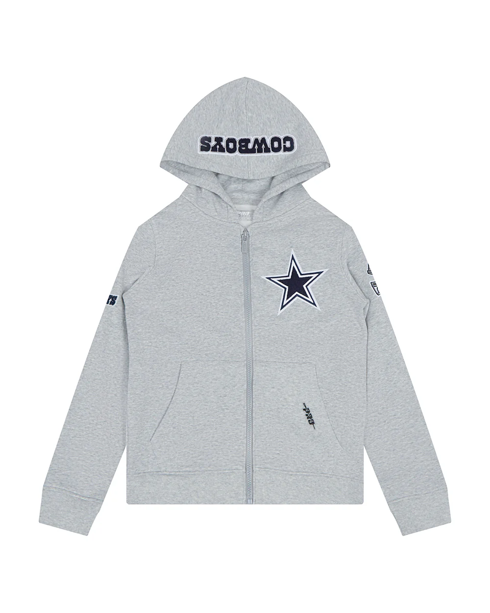 NFL DALLAS COWBOYS CLASSIC BIG BOYS FLEECE FULL ZIP HOODIE (HEATHER GREY) - Image 3