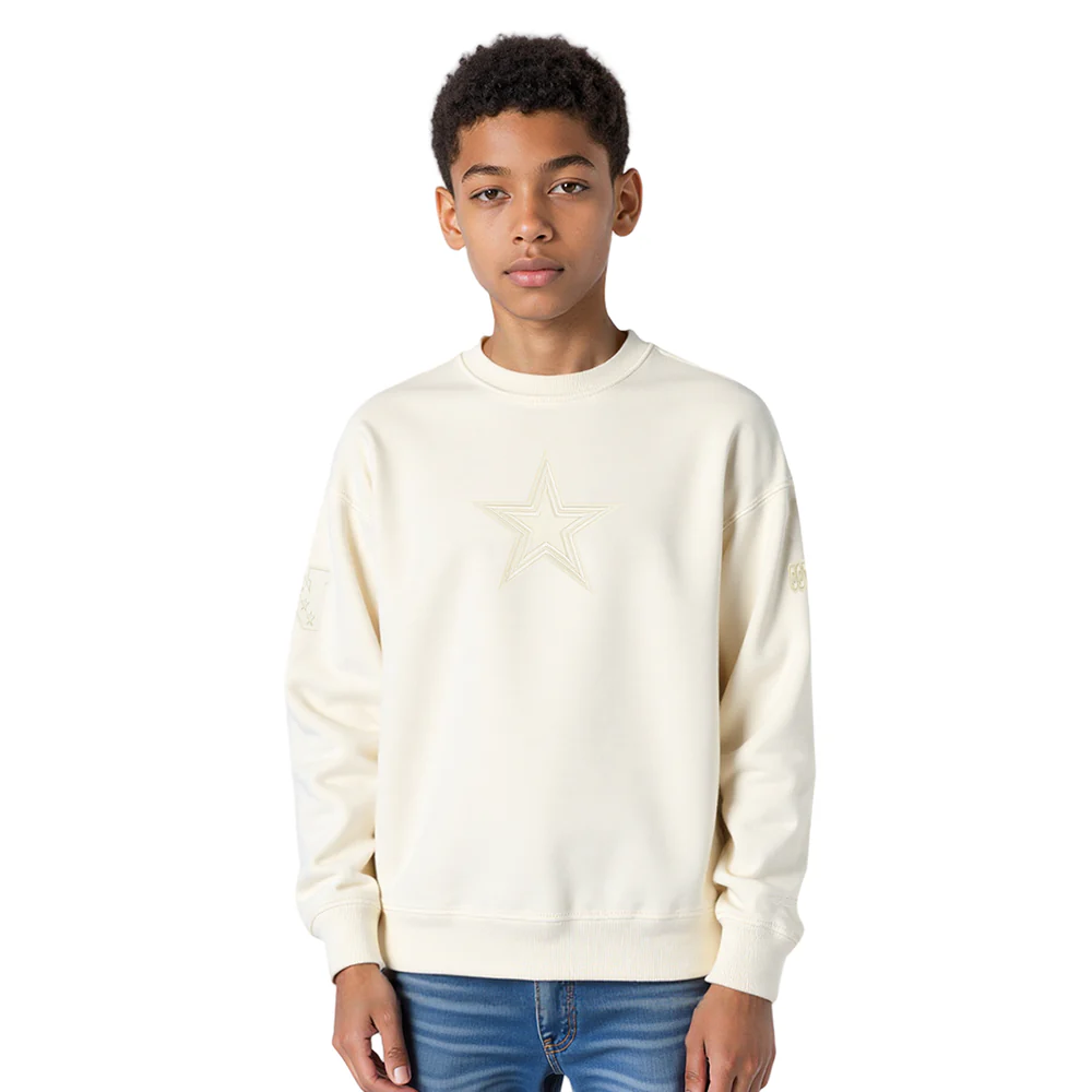NFL DALLAS COWBOYS NEUTRAL BIG BOYS FLEECE CREWNECK (EGGSHELL)