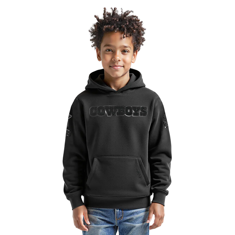 NFL DALLAS COWBOYS TRIPLE BLACK BIG BOYS FLEECE PULLOVER HOODIE (BLACK) - Image 9