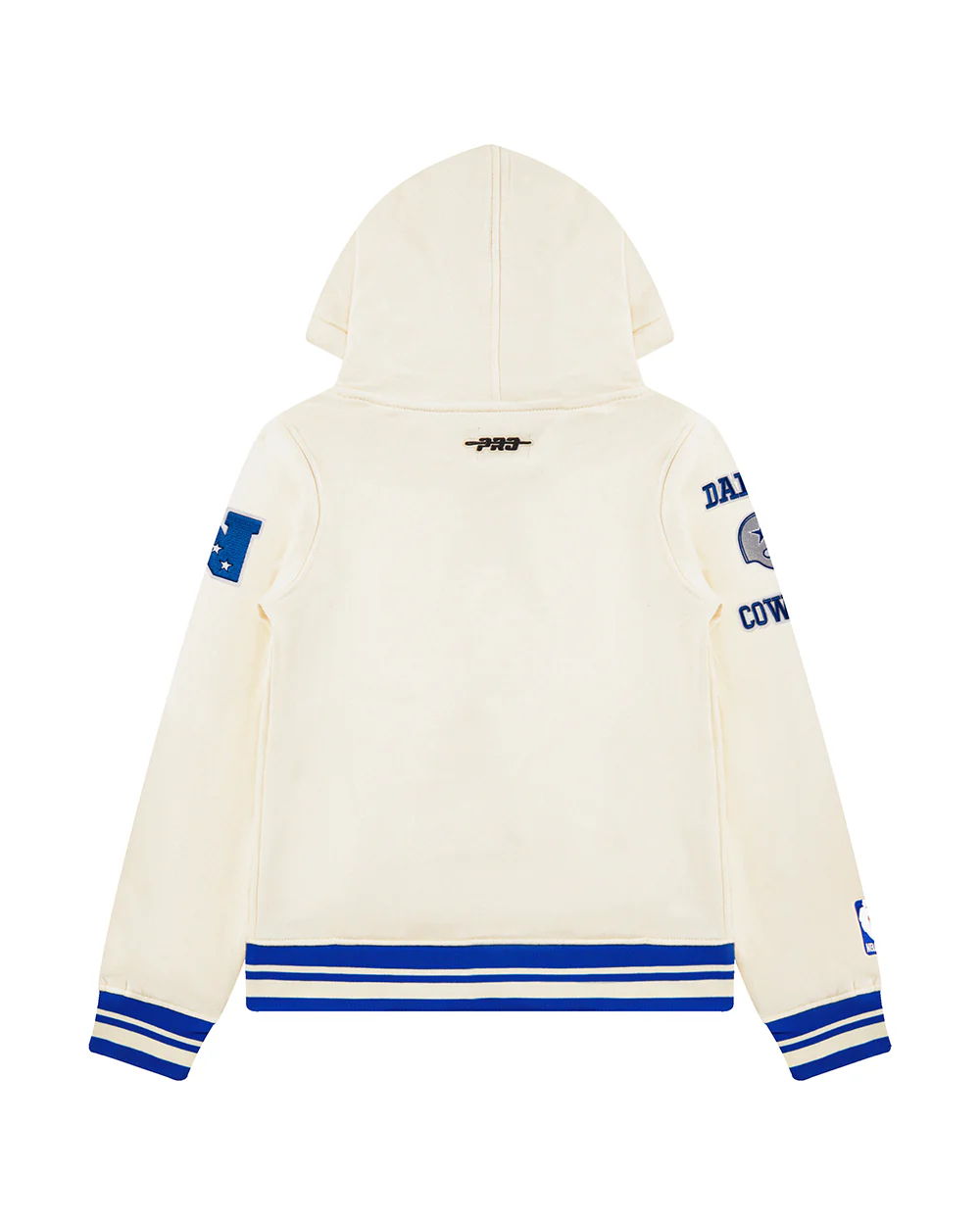 NFL DALLAS COWBOYS RETRO CLASSIC BIG BOYS RIB FLEECE PULLOVER HOODIE (EGGSHELL/DODGER BLUE) - Image 2