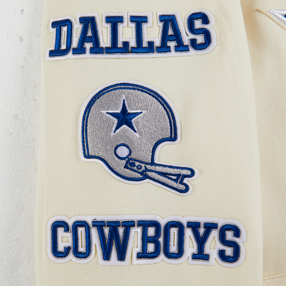 NFL DALLAS COWBOYS RETRO CLASSIC BIG BOYS RIB FLEECE PULLOVER HOODIE (EGGSHELL/DODGER BLUE) - Image 4