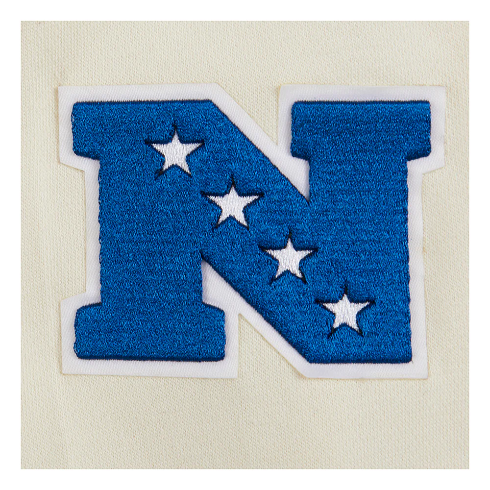 NFL DALLAS COWBOYS RETRO CLASSIC BIG BOYS RIB FLEECE PULLOVER HOODIE (EGGSHELL/DODGER BLUE) - Image 5