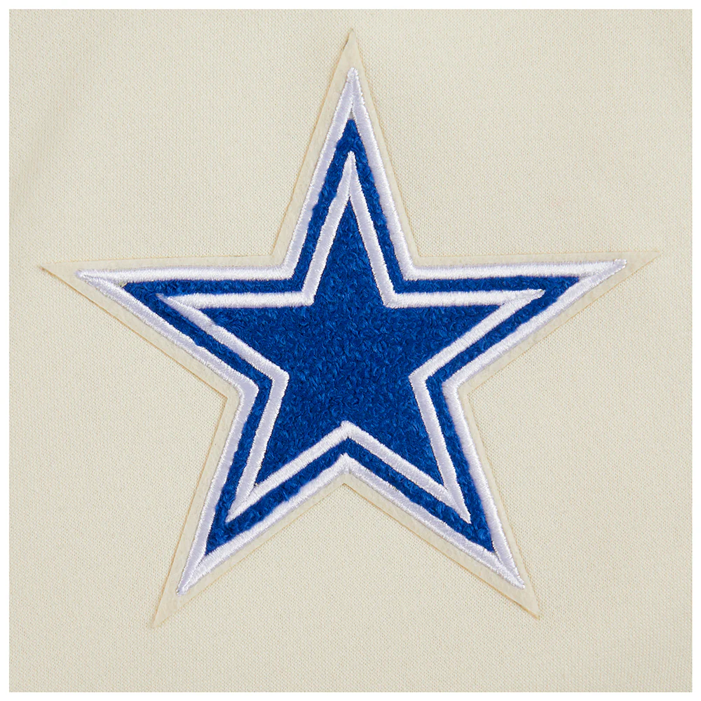 NFL DALLAS COWBOYS RETRO CLASSIC BIG BOYS RIB FLEECE PULLOVER HOODIE (EGGSHELL/DODGER BLUE) - Image 6