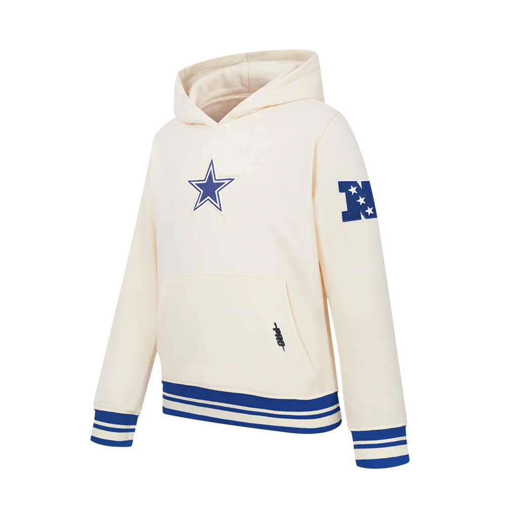 NFL DALLAS COWBOYS RETRO CLASSICS BIG BOY'S RIB FLEECE PO HOODIE (EGGSHELL/DODGER BLUE) - Image 3