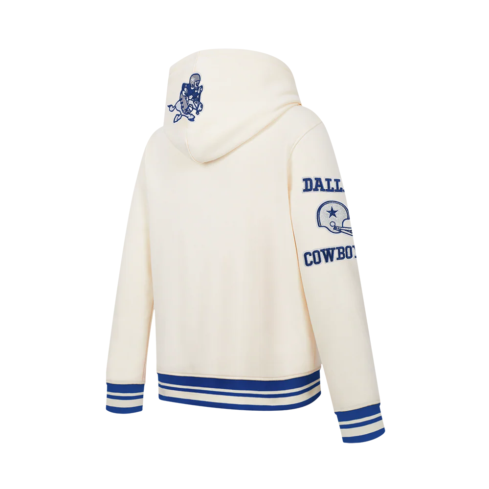 NFL DALLAS COWBOYS RETRO CLASSICS BIG BOY'S RIB FLEECE PO HOODIE (EGGSHELL/DODGER BLUE) - Image 4
