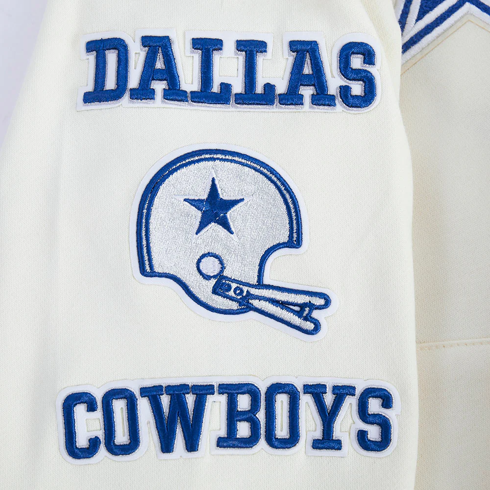 NFL DALLAS COWBOYS RETRO CLASSICS BIG BOY'S RIB FLEECE PO HOODIE (EGGSHELL/DODGER BLUE) - Image 6