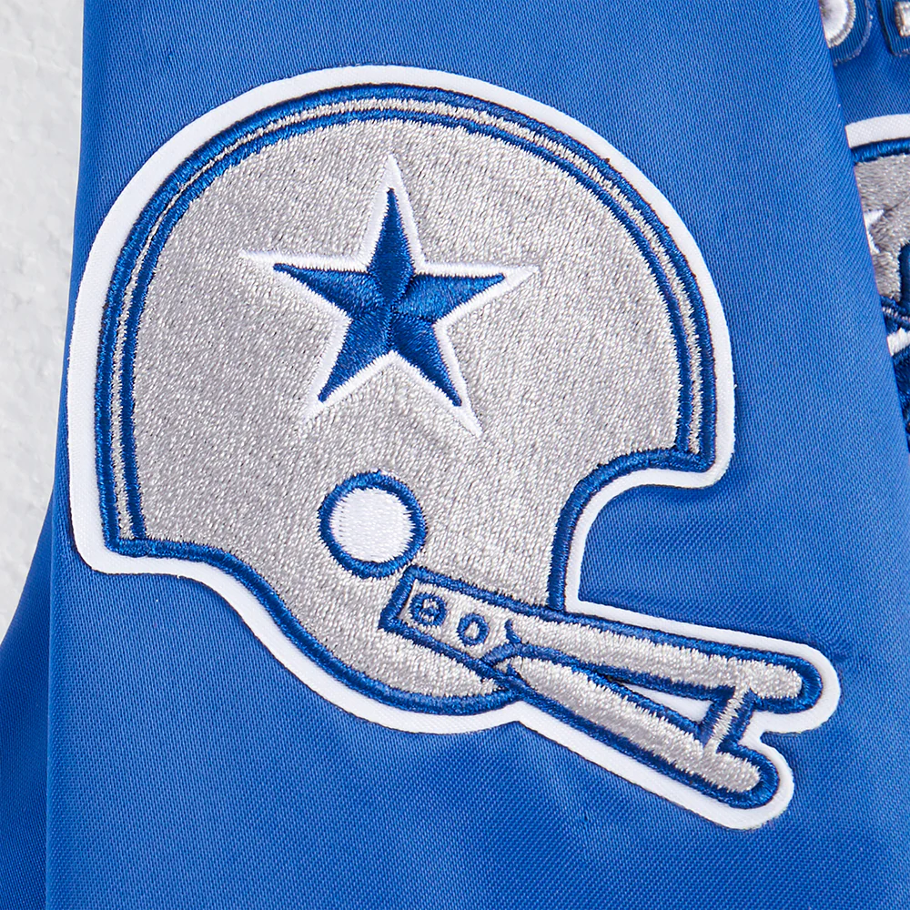 NFL DALLAS COWBOYS RETRO CLASSIC BIG BOYS RIB SATIN JACKET (DODGER BLUE) - Image 4