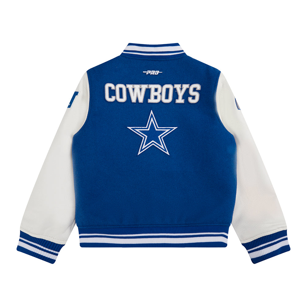 NFL DALLAS COWBOYS RETRO CLASSIC BIG BOYS RIB WOOL VARSITY JACKET (DODGER BLUE/WHITE) - Image 2