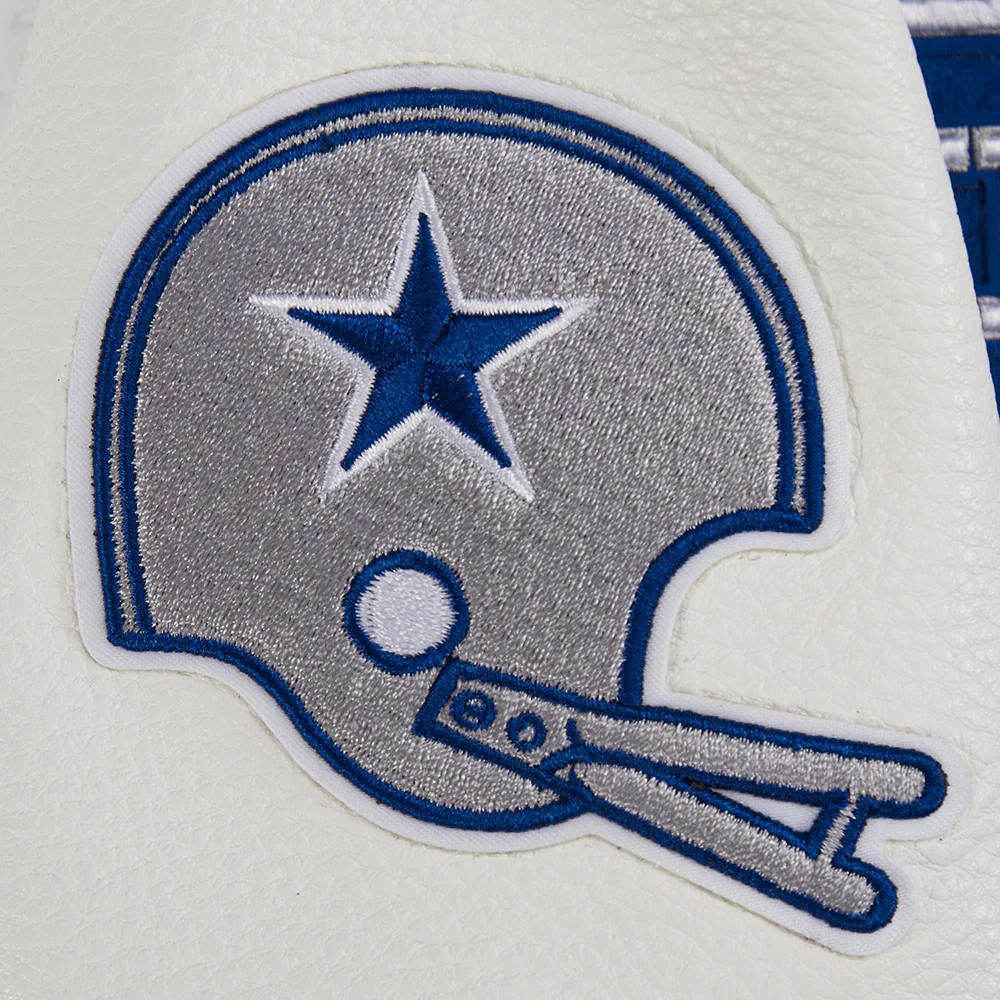 NFL DALLAS COWBOYS RETRO CLASSIC BIG BOYS RIB WOOL VARSITY JACKET (DODGER BLUE/WHITE) - Image 5