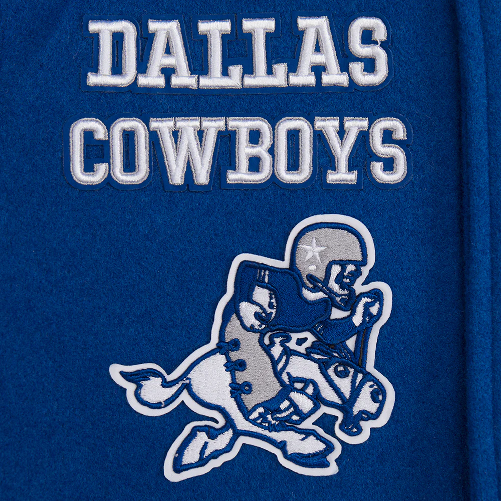 NFL DALLAS COWBOYS RETRO CLASSIC BIG BOYS RIB WOOL VARSITY JACKET (DODGER BLUE/WHITE) - Image 6