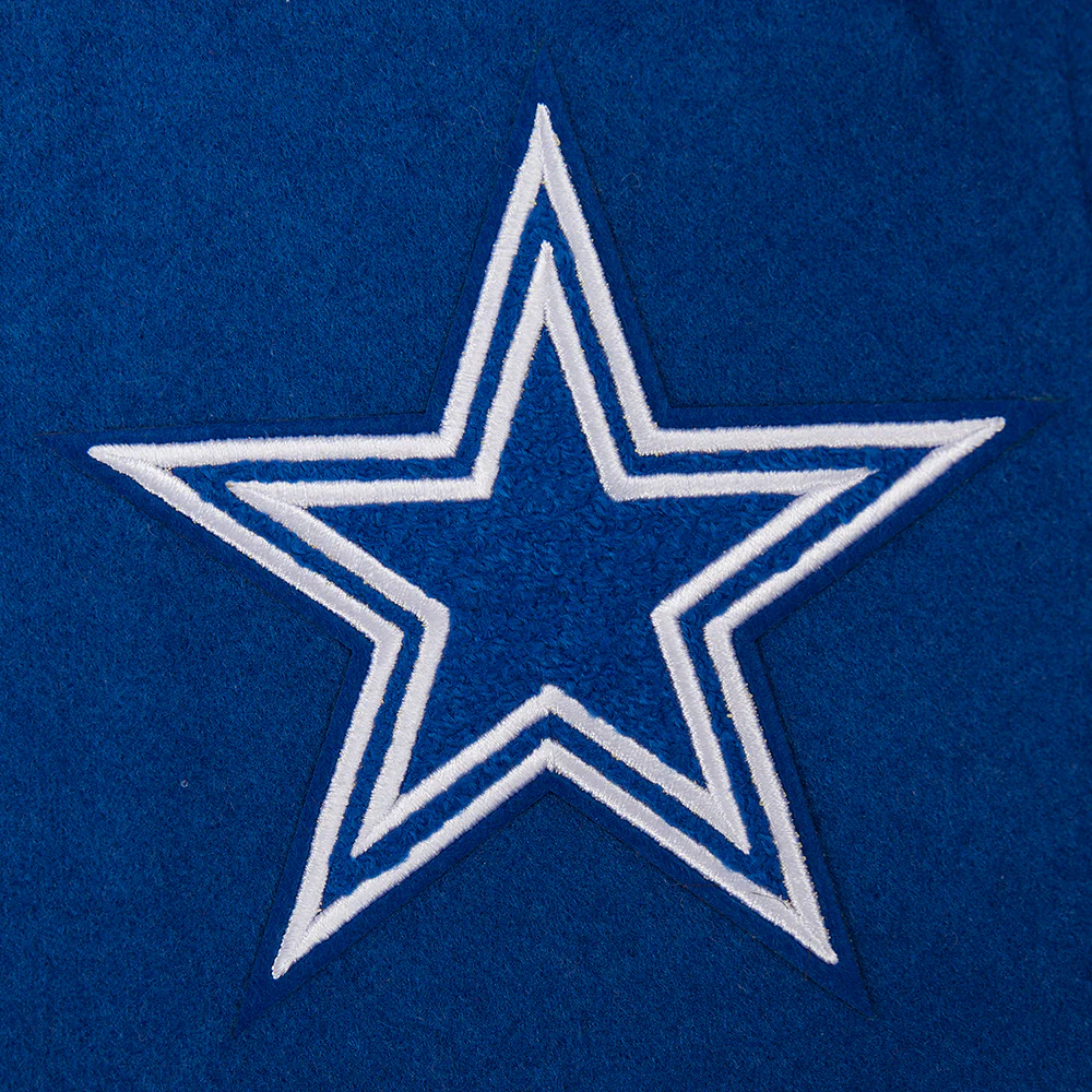 NFL DALLAS COWBOYS RETRO CLASSIC BIG BOYS RIB WOOL VARSITY JACKET (DODGER BLUE/WHITE) - Image 7