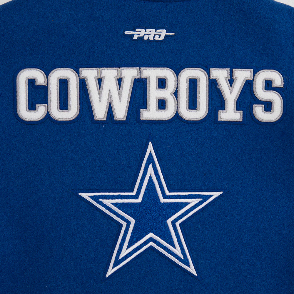 NFL DALLAS COWBOYS RETRO CLASSIC BIG BOYS RIB WOOL VARSITY JACKET (DODGER BLUE/WHITE) - Image 9