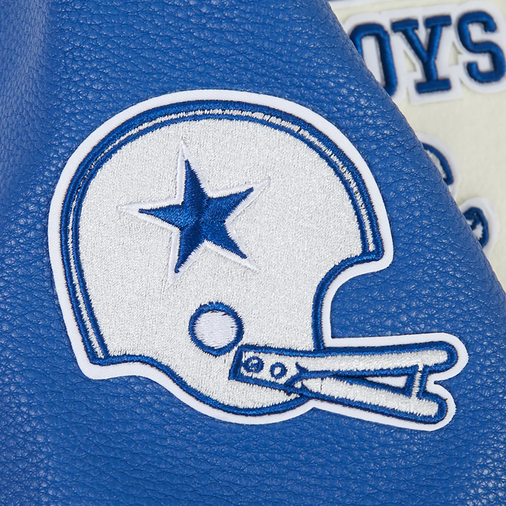 NFL DALLAS COWBOYS RETRO CLASSICS BIG BOY'S RIB WOOL VARSITY JACKET (EGGSHELL/DODGER BLUE) - Image 10