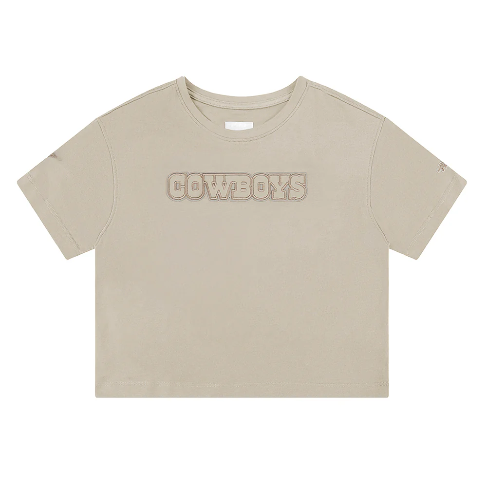 NFL DALLAS COWBOYS NEUTRAL BIG GIRLS SHORT SLEEVE BOXY TEE (TAUPE) - Image 3
