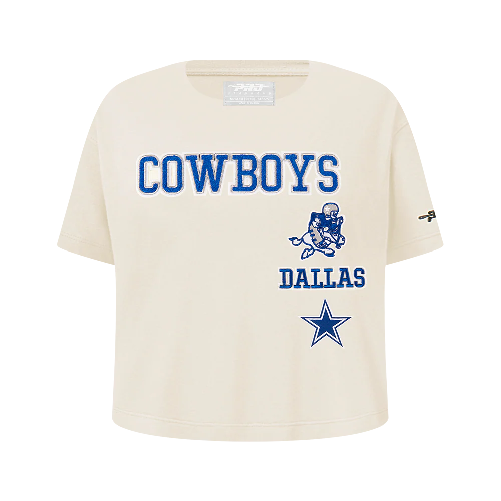 NFL DALLAS COWBOYS RETRO CLASSIC BIG GIRLS  SHORT SLEEVE BOXY TEE (EGGSHELL)