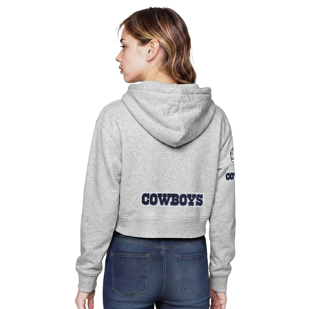 NFL DALLAS COWBOYS CLASSIC BIG GIRLS  FLEECE FULL ZIP HOODIE (HEATHER GREY) - Image 2