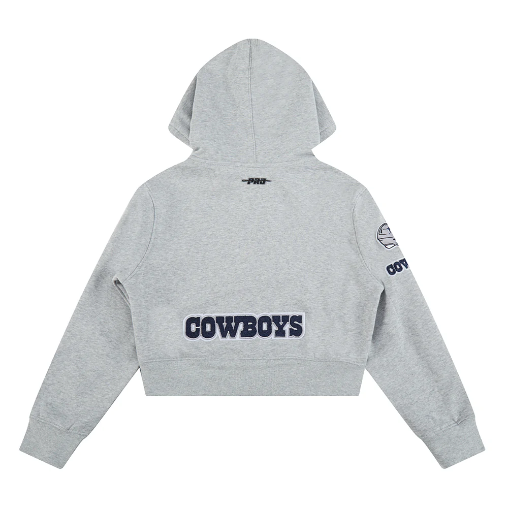 NFL DALLAS COWBOYS CLASSIC BIG GIRLS  FLEECE FULL ZIP HOODIE (HEATHER GREY) - Image 4