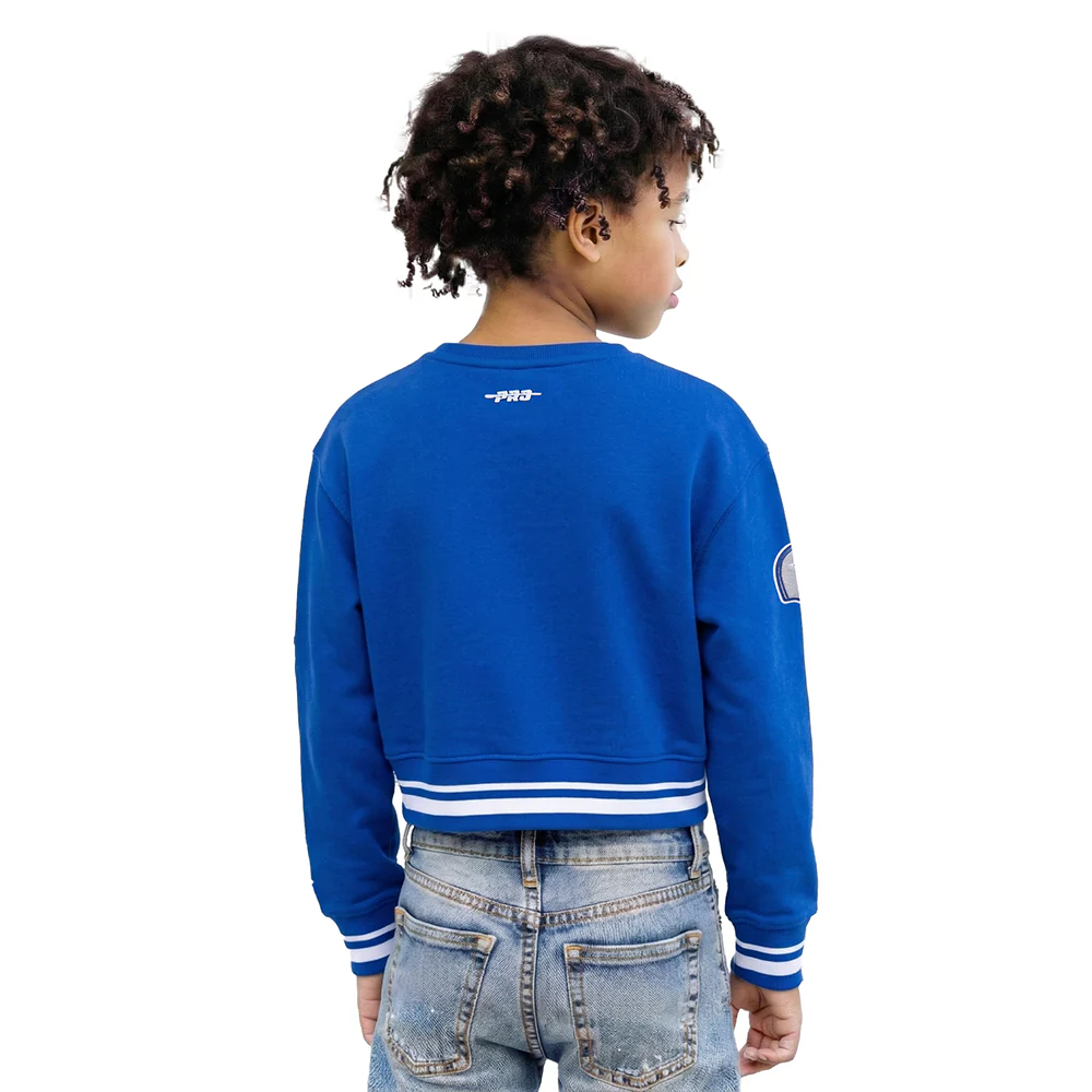 NFL DALLAS COWBOYS RETRO CLASSIC BIG GIRLS RIB FLEECE CREWNECK (DODGER BLUE) - Image 2
