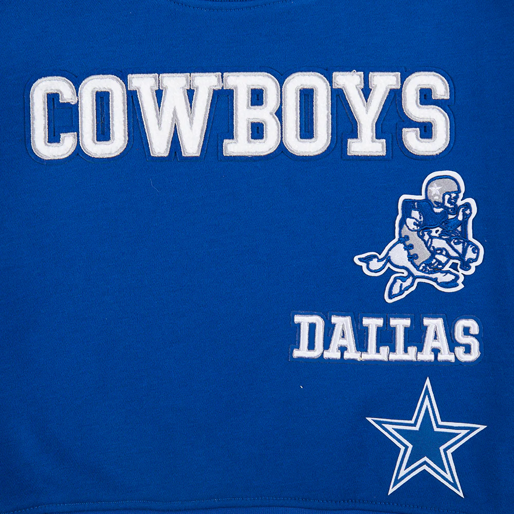 NFL DALLAS COWBOYS RETRO CLASSIC BIG GIRLS RIB FLEECE CREWNECK (DODGER BLUE) - Image 6