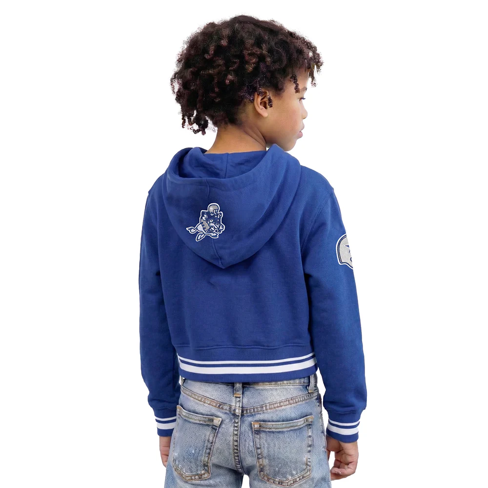 NFL DALLAS COWBOYS RETRO CLASSIC BIG GIRLS RIB FLEECE PULLOVER HOODIE (DODGER BLUE) - Image 2