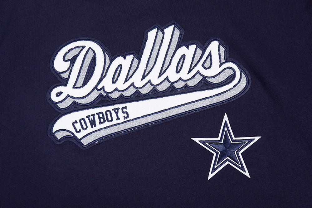 NFL DALLAS COWBOYS SCRIPT TAIL WOMEN'S RIB FLEECE CROPPED PULLOVER HOODIE (MIDNIGHT NAVY) - Image 5