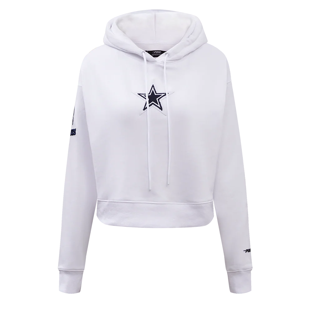 NFL DALLAS COWBOYS CLASSIC WOMEN'S CROPPED PULLOVER HOODIE (WHITE)