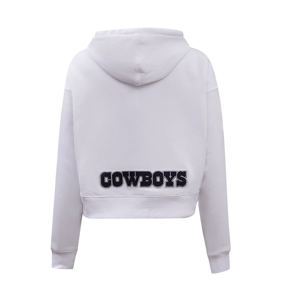 NFL DALLAS COWBOYS CLASSIC WOMEN'S CROPPED PULLOVER HOODIE (WHITE) - Image 3