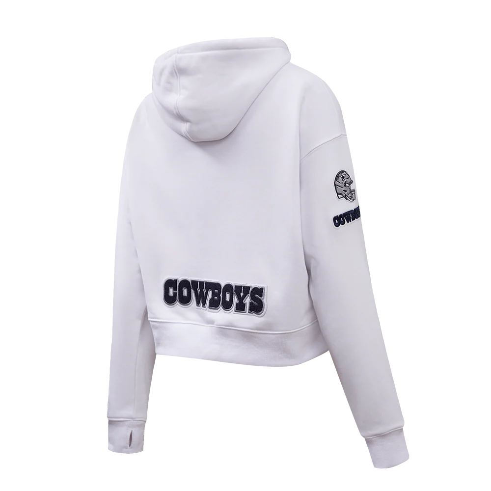 NFL DALLAS COWBOYS CLASSIC WOMEN'S CROPPED PULLOVER HOODIE (WHITE) - Image 4