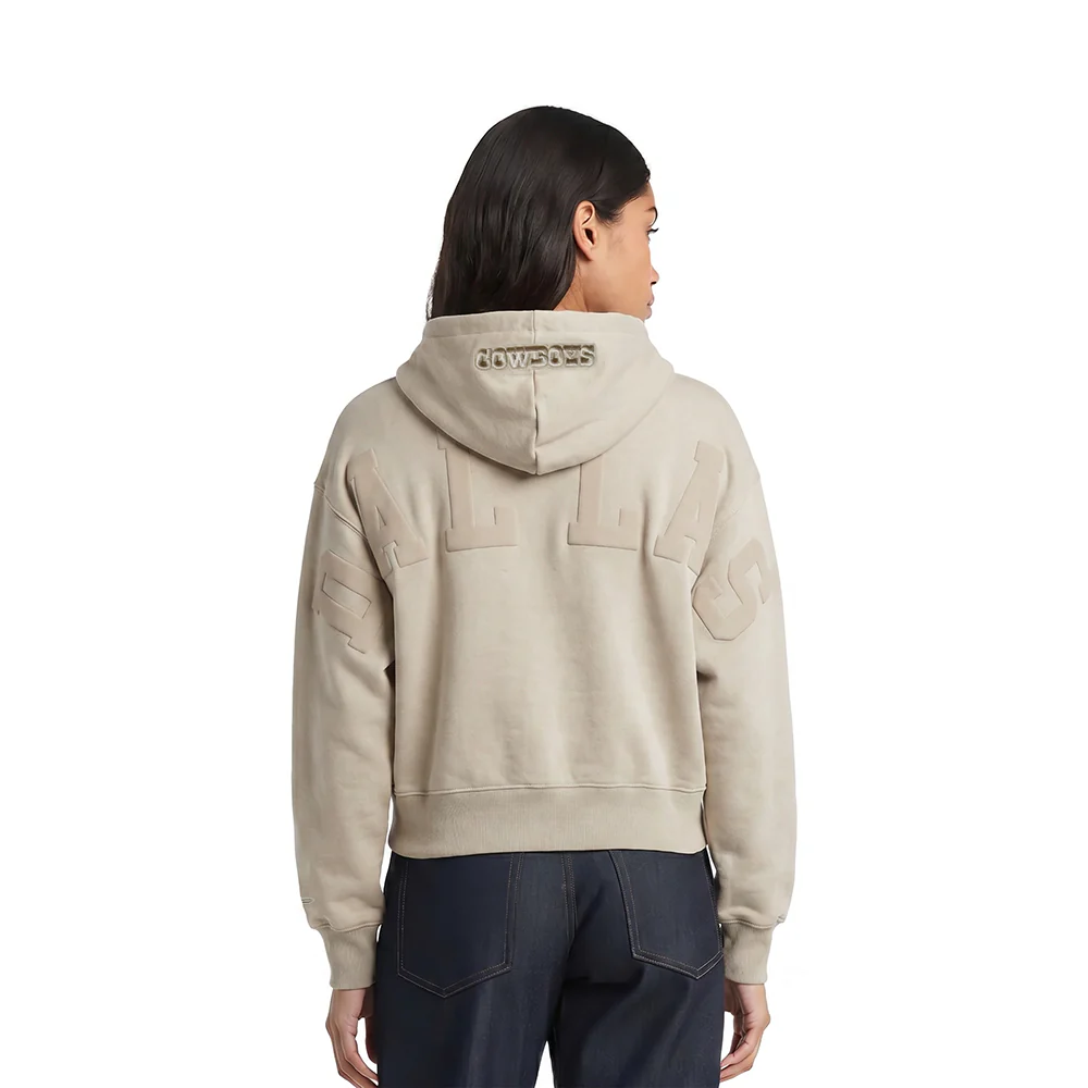 NFL DALLAS COWBOYS WINGSPAN WOMEN'S FLC CROPPED PO HOODIE (TAUPE)