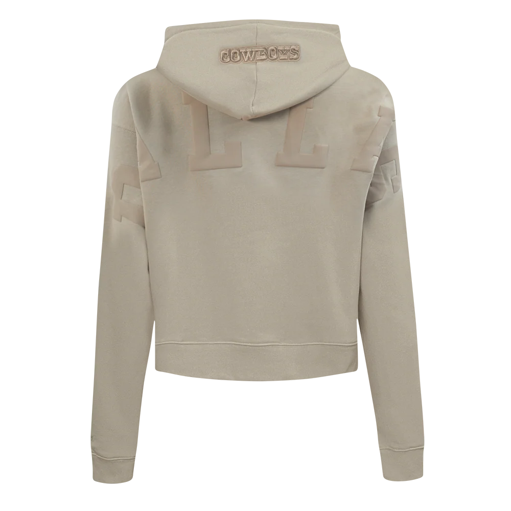 NFL DALLAS COWBOYS WINGSPAN WOMEN'S FLC CROPPED PO HOODIE (TAUPE) - Image 5