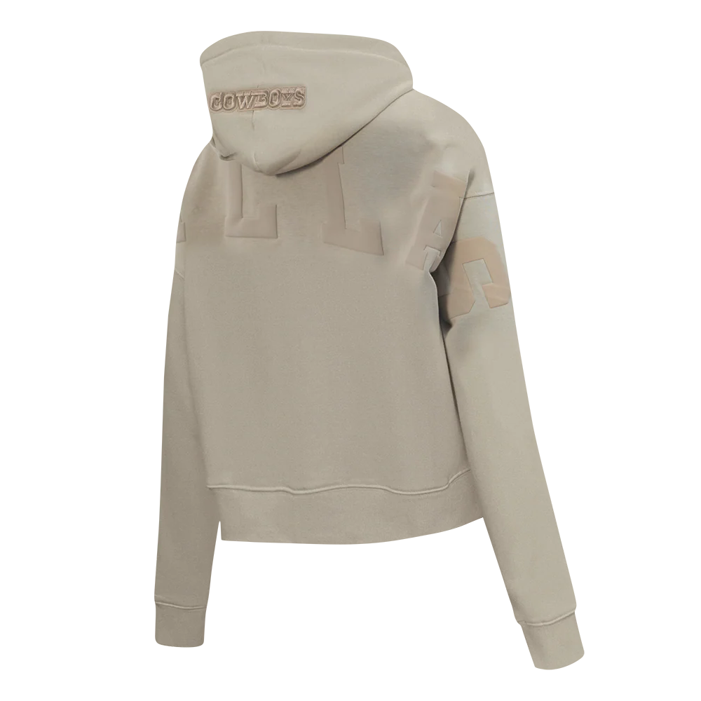 NFL DALLAS COWBOYS WINGSPAN WOMEN'S FLC CROPPED PO HOODIE (TAUPE) - Image 6
